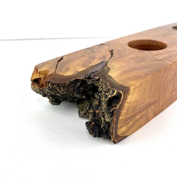 Live Edge Walnut Wood Tea Light Holder Centerpiece - Picture 4 of 9